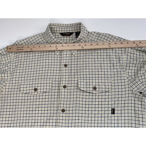 LL Bean Outdoors Textured Long Sleeve Shirt Camping Men’s L Reg Khaki Check - Picture 15 of 16